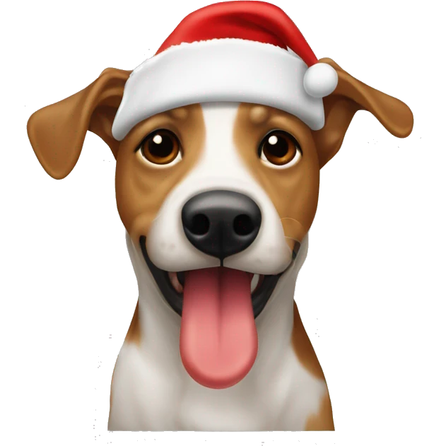Perro salchicha con gorro de navidad emoji