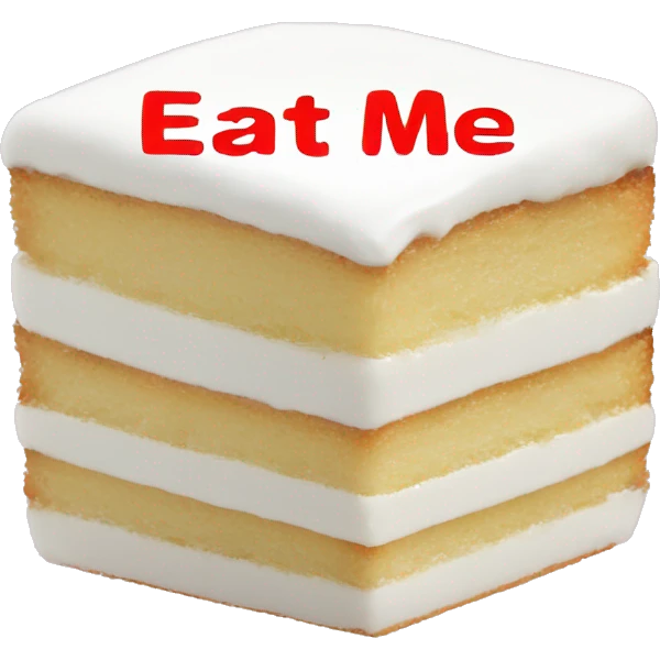 white cake square with eat me tag emoji