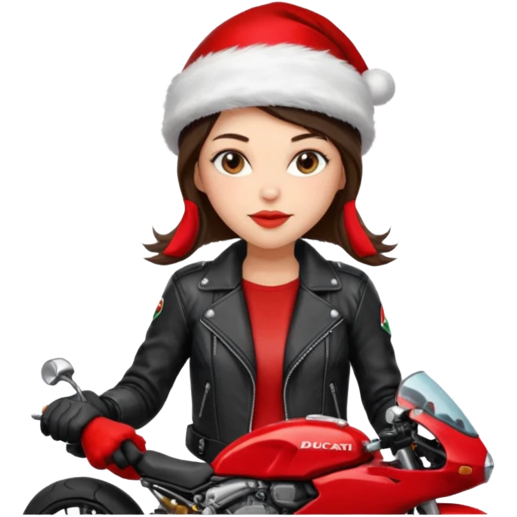 biker girl brune moto christmas ducati emoji