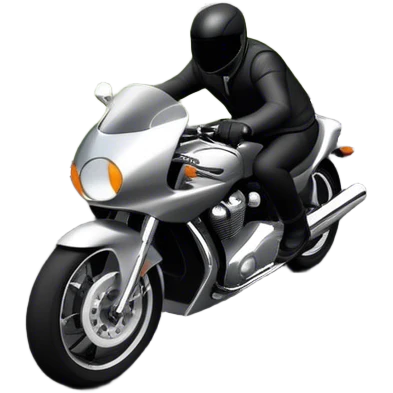 An icon showing a car and a motorcycle speeding through a winding road, with the car’s sleek silhouette blending into the curve of the road while the motorcycle zips past. The scene should capture the thrill of the ride, the freedom of the open road. transparent background. emoji