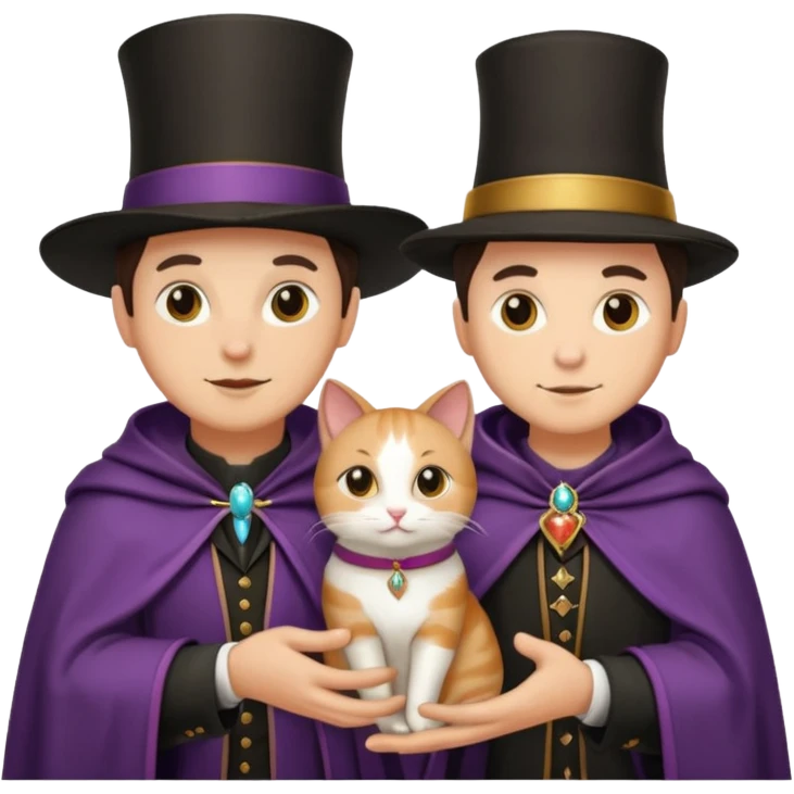 magician couple and their pet cat emoji