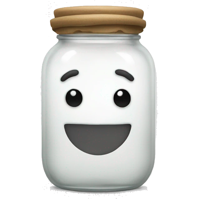 Emoji in a jar half-filled with white liquid emoji