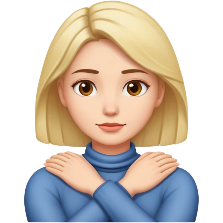 Woman crossing arms around neck  emoji