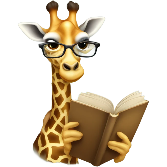 Giraffe wearing glasses reading book emoji