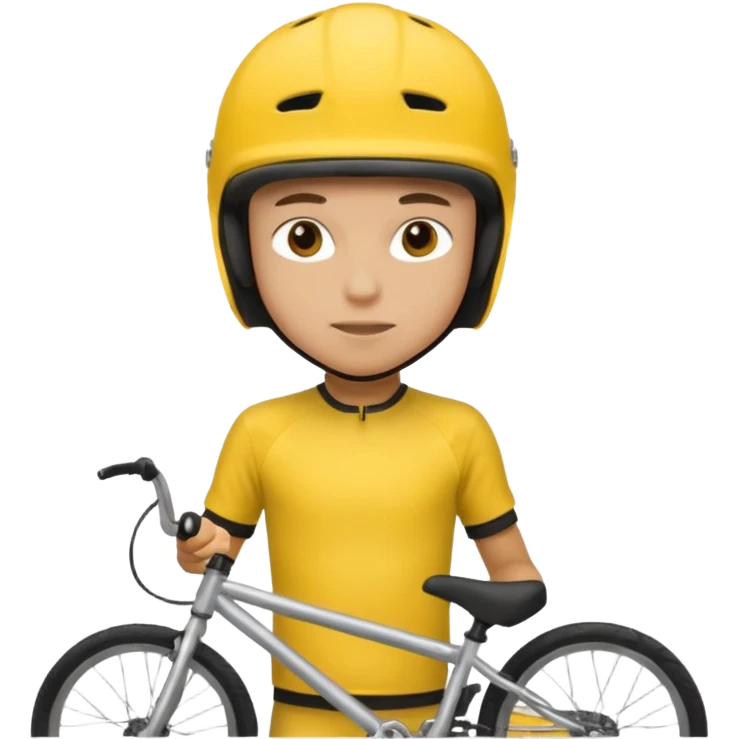 BMX rider yellow man with helmets emoji