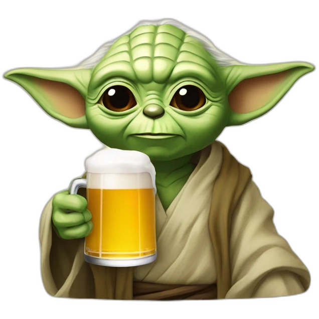 Yoda bois une bière emoji
