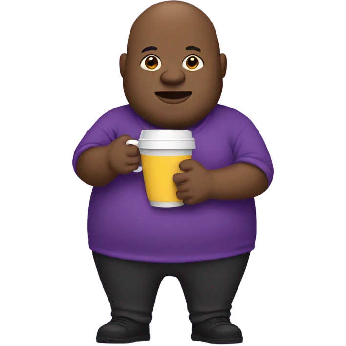 Fat bald black guy with purple outfit holding a cup  emoji