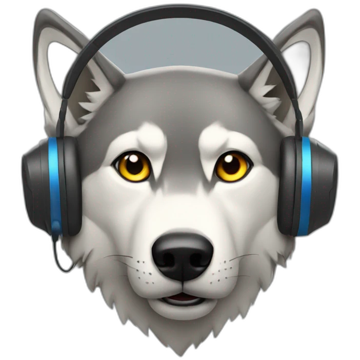 wolf with headset emoji
