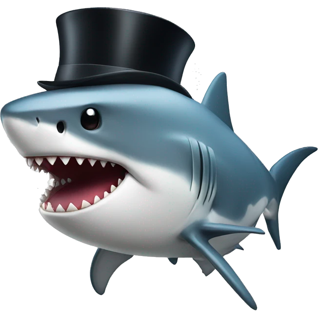 Shark with a top hat emoji