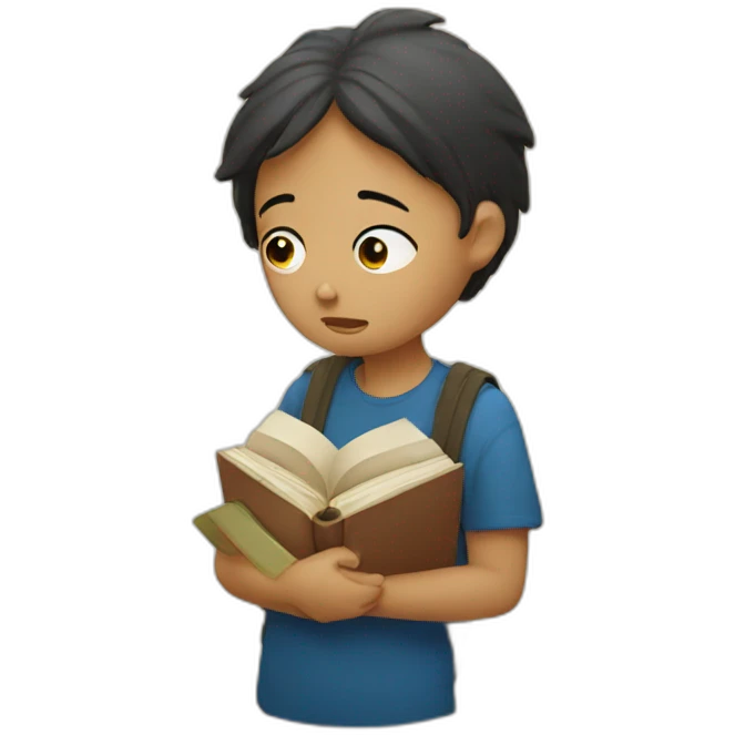 Student with books is crying with tears  emoji