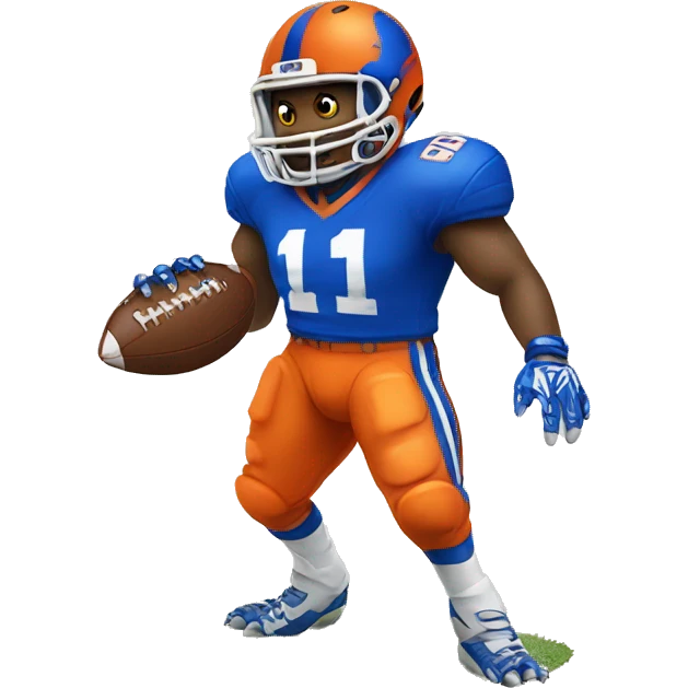 gator playing football, wearing orange and blue jersey emoji