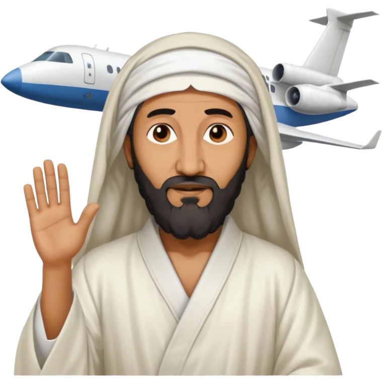 Osama bin Ladin standing on top of a plane emoji