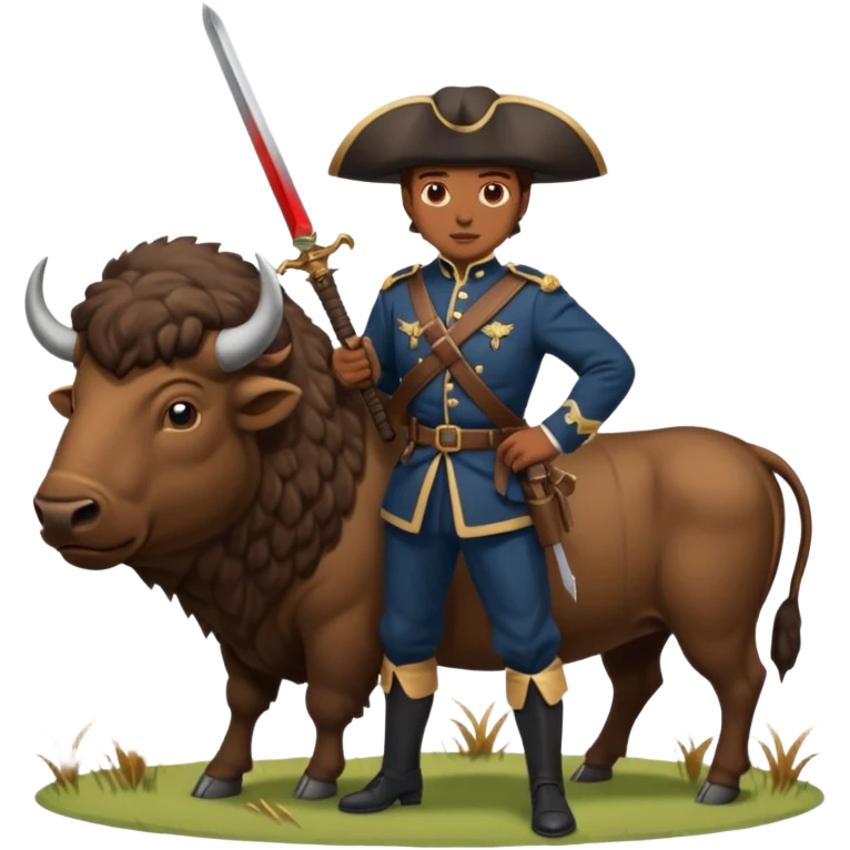 colonial soldier slaying a buffalo with a sword emoji