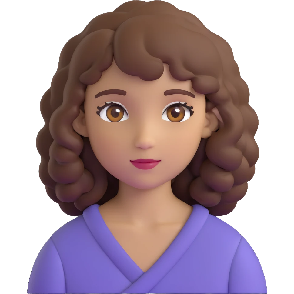 white girl with brown curly hair and brown eyes emoji