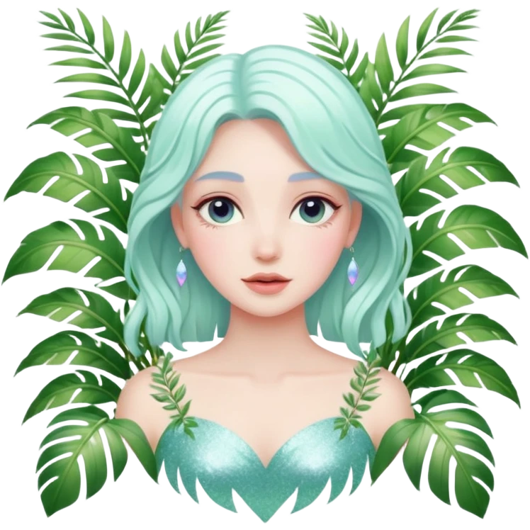 White marble dreamy divine godly angelic lady vines palm leaves tropical pastels glittery shiny aesthetic epic beautiful pretty scene scenery full picture  emoji