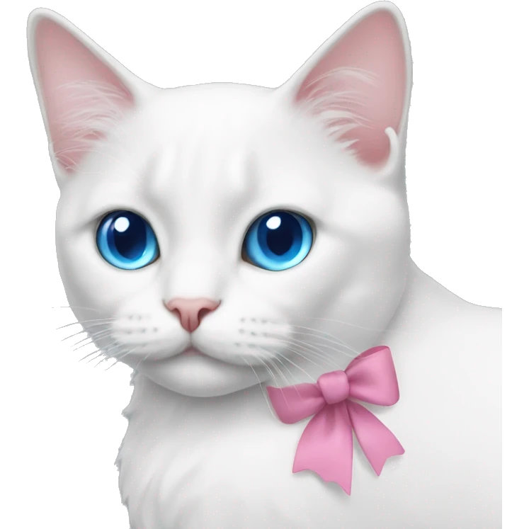 white cat with blue eyes pink bow emoji