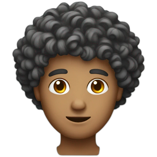 man with curly hair and a pot lid on his head emoji