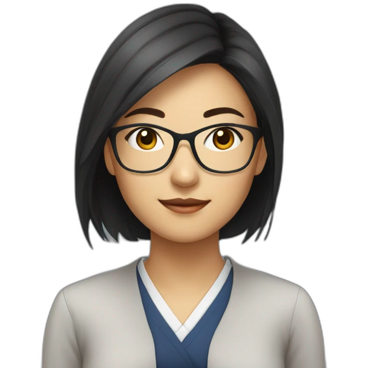 Young woman asiatic teacher with glasses emoji