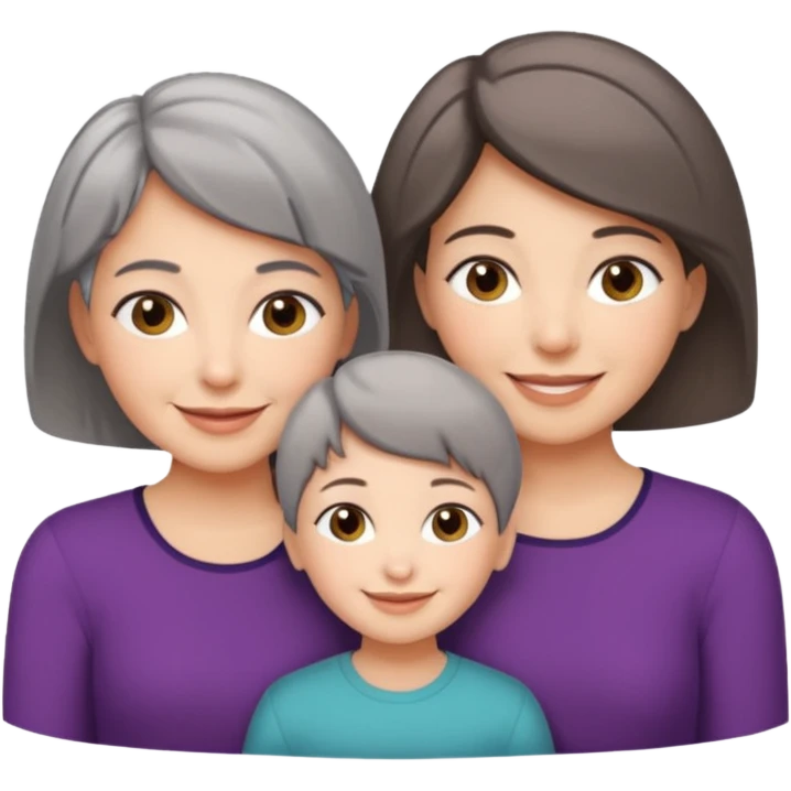 A mum with short Gray hair and her two adult daughters with brown hair emoji