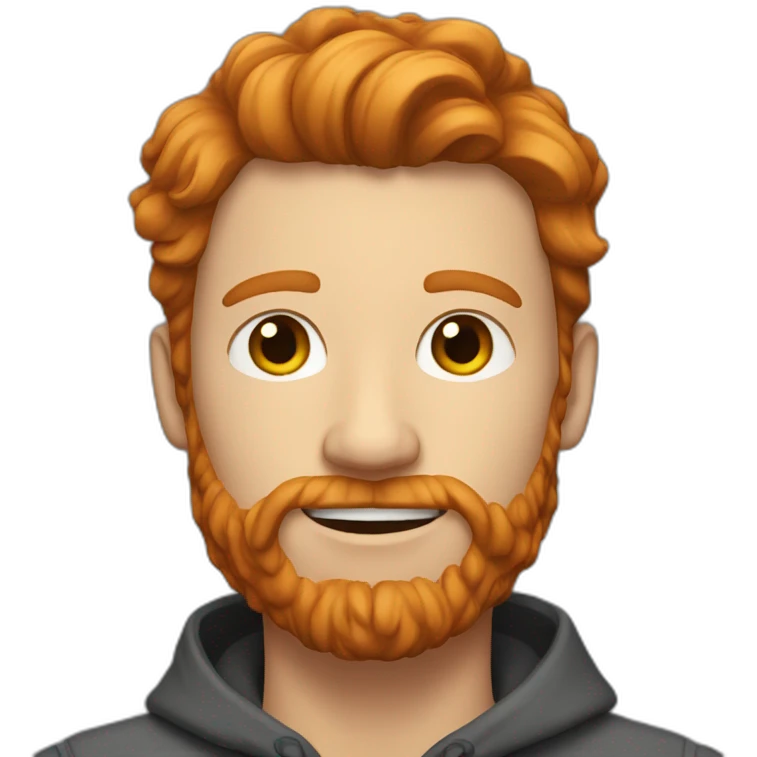 Man with shoulder length ginger hair and a scruffy ginger beard emoji