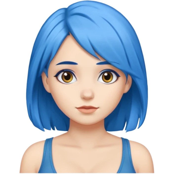 Blue haired beauty with big breasts emoji