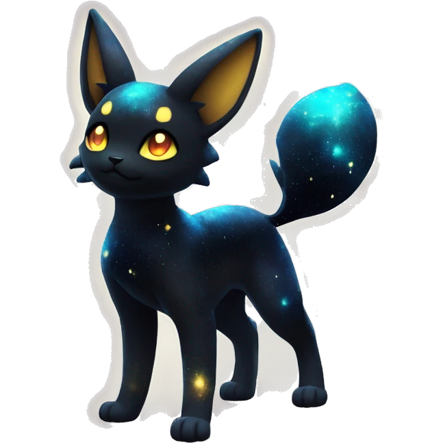 Shiny Sparkly Nebula Galaxy Umbreon-Litten full body emoji