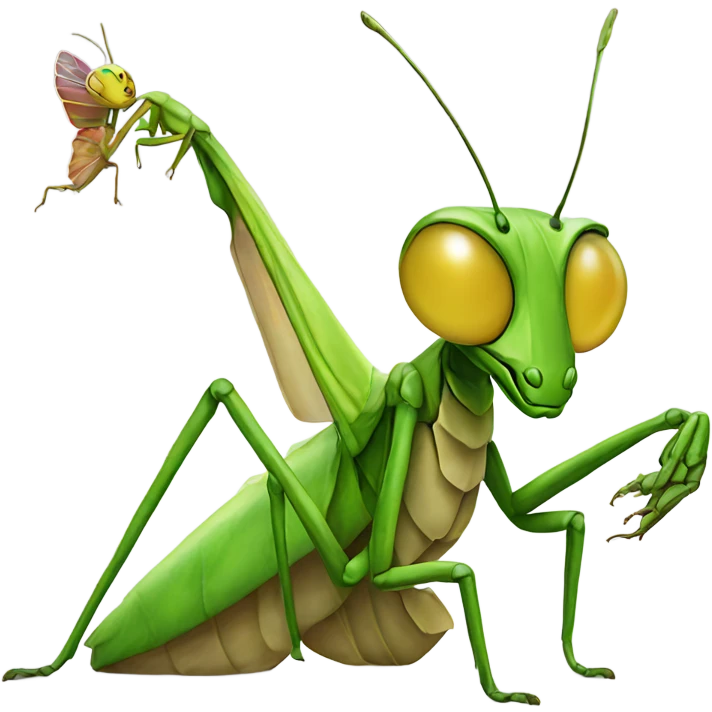 praying mantis riding a cat emoji