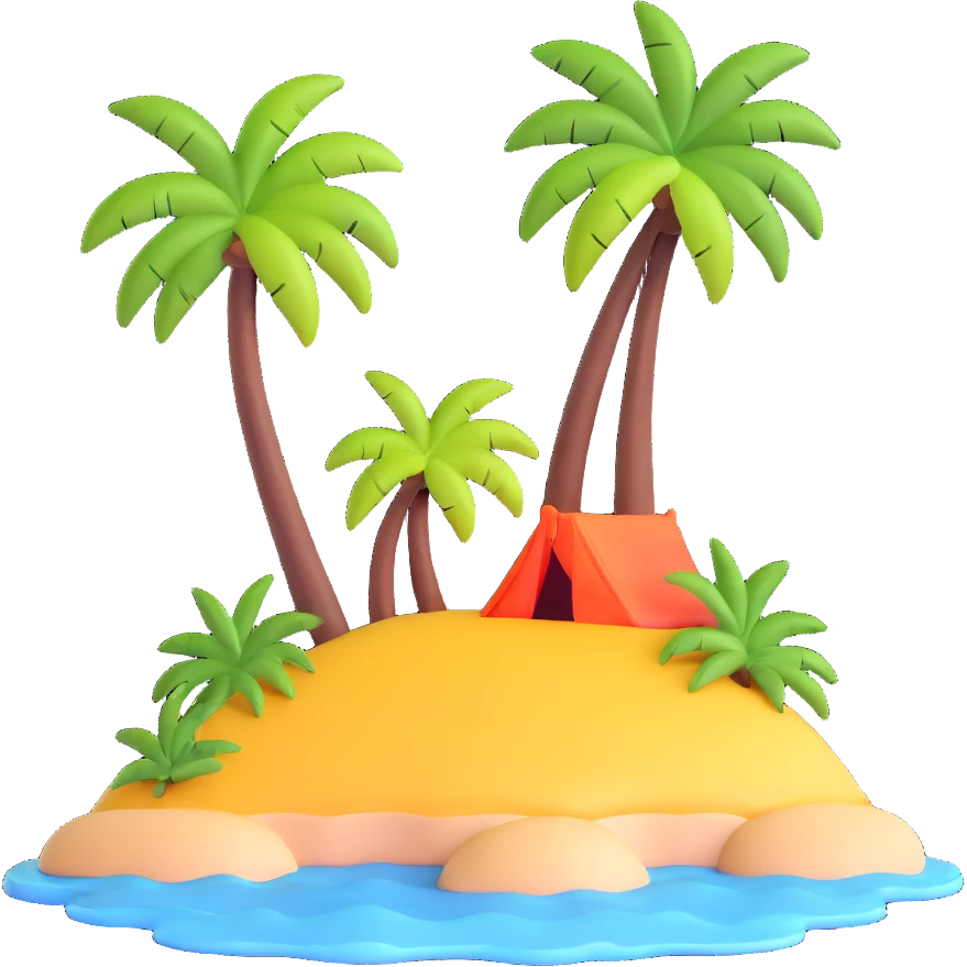 small tropical island with palm tree emoji