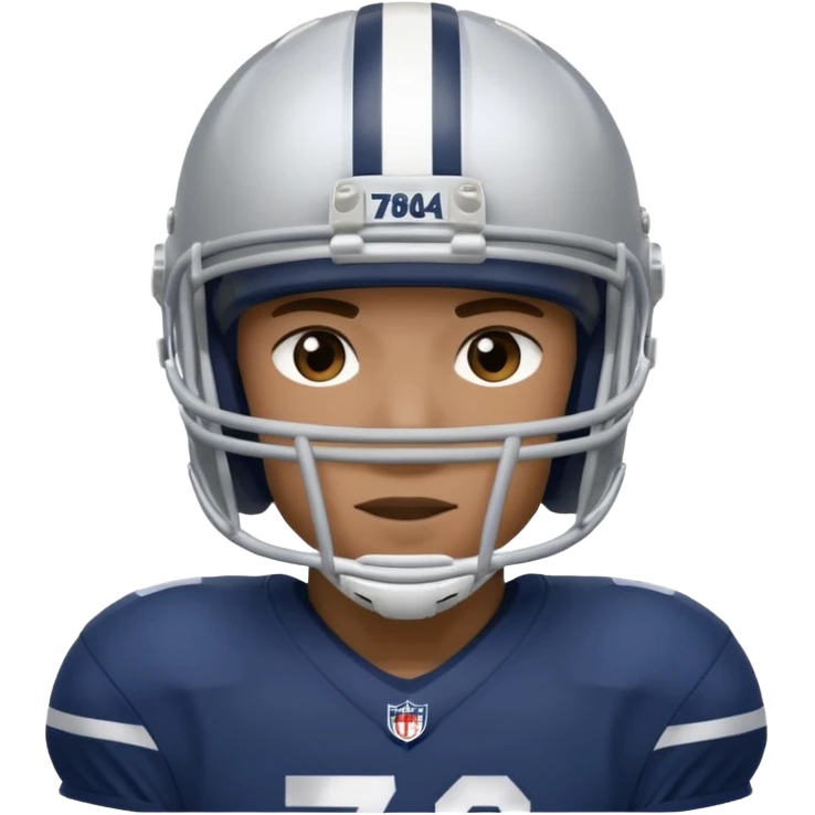 football player wearing white, silver, navy blue colors, and helmet should say "784" emoji