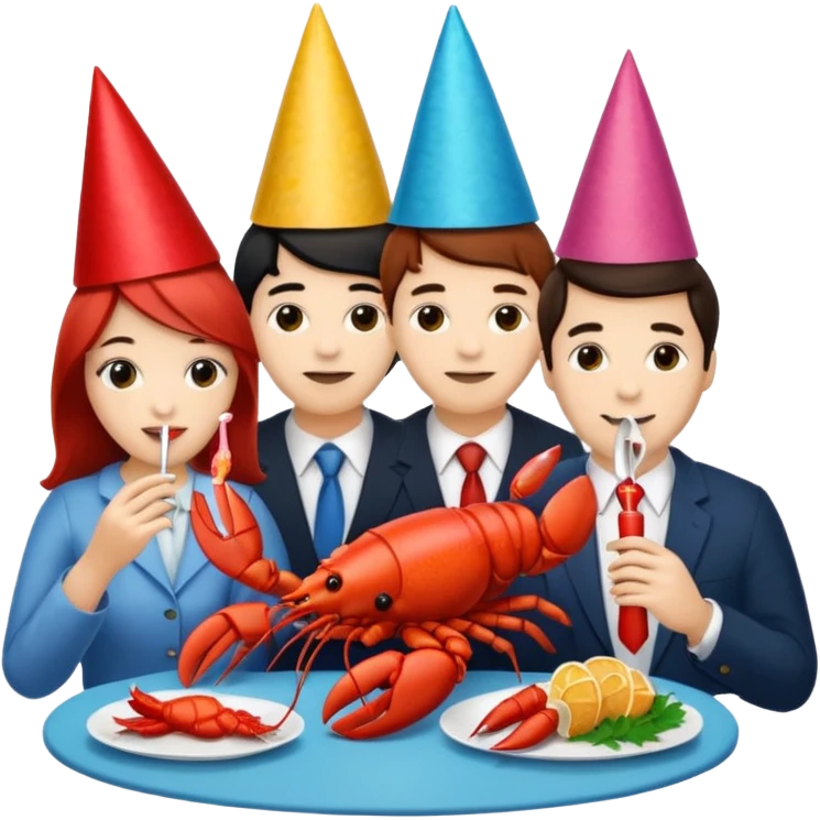 Too many people eating lobster at a family party emoji