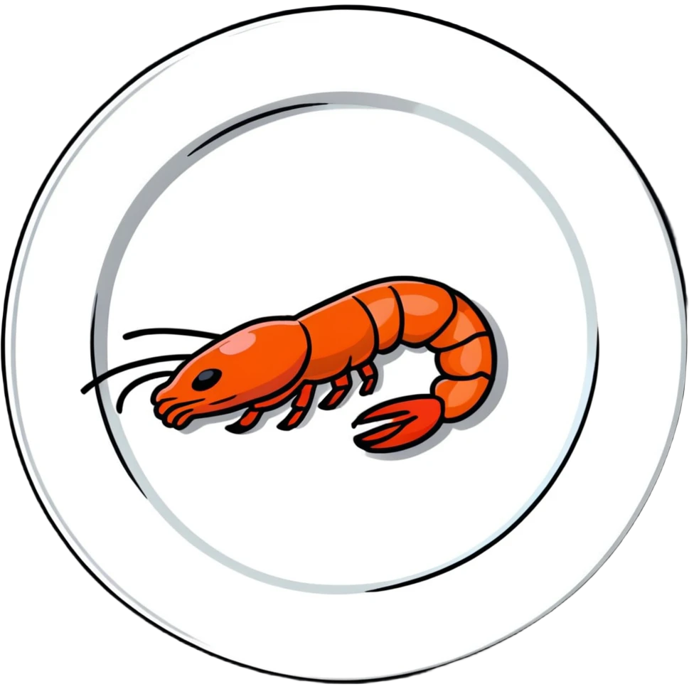 colorful cooked shrimp on a plate emoji