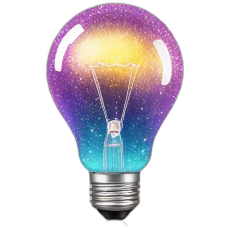 shiny sparkles around the light bulb emoji