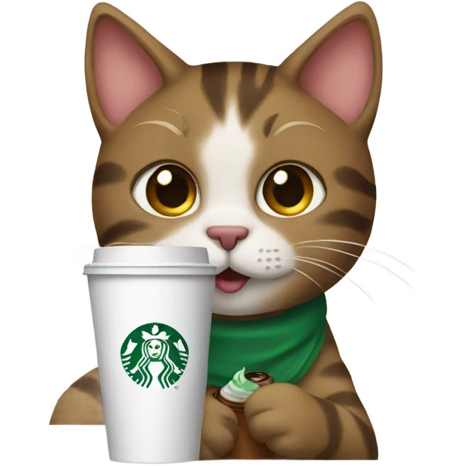cat drinking starbucks emoji