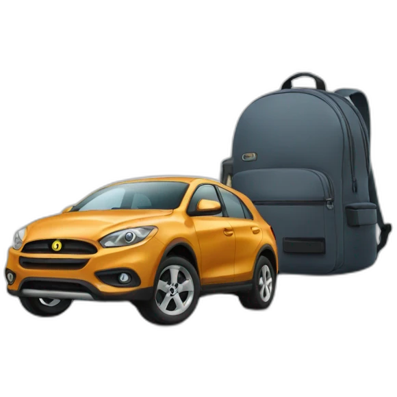 backpack next to a car emoji
