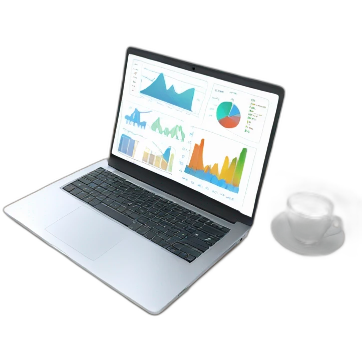 laptop with charts emoji