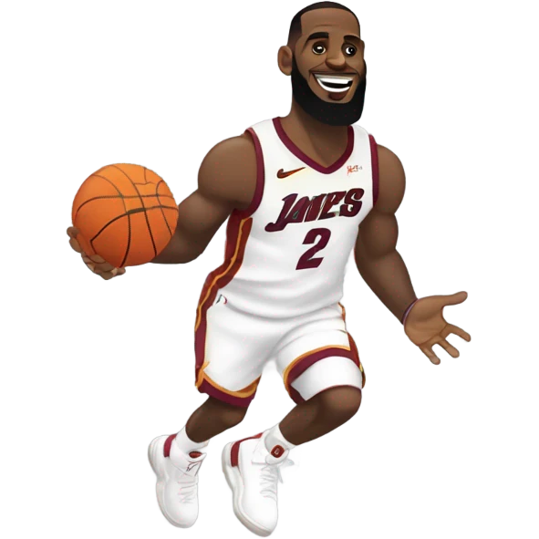 LeBron shooting a rocket in a basketball hoop emoji