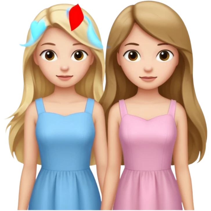 happy pride and predjudice blonde girl in light blue dress and long hair brunette girl in light pink dress emoji