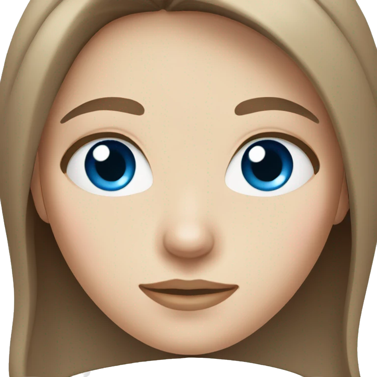 White girl with blue eyes and long brown hair emoji