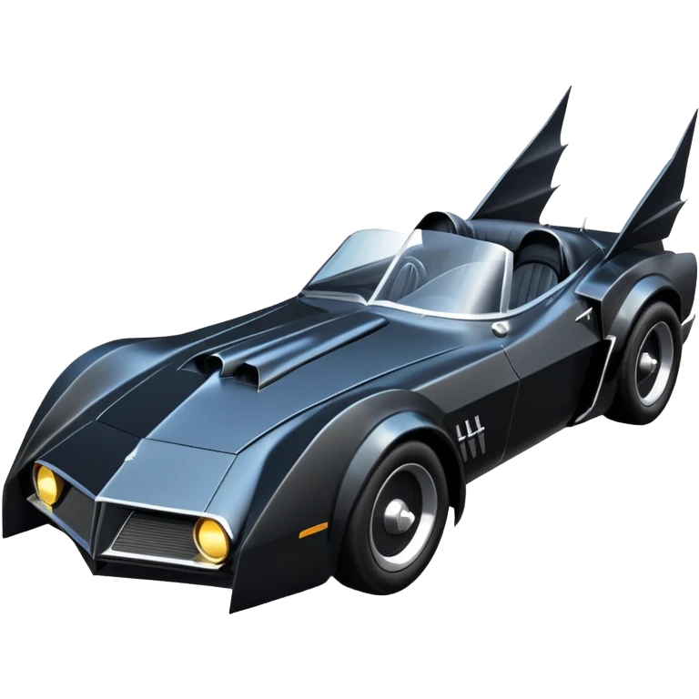  aerodynamic opulent dark knight futuristic concept Catwoman Batgirlmobile loosely based on 1977 Mustang roadster racing (flat long straight faceted mechanical body) winged stealthy street hot rod  emoji