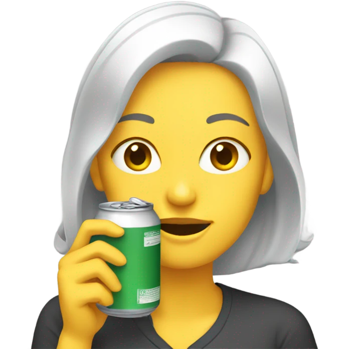 White woman drinking from a can emoji