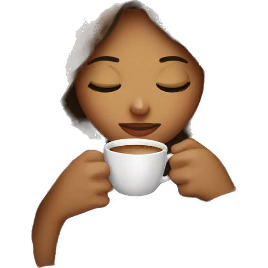 girl inside a blanket sipping coffee eyes closed emoji