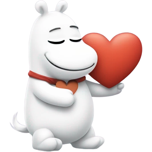 Moomin hugging a heart emoji