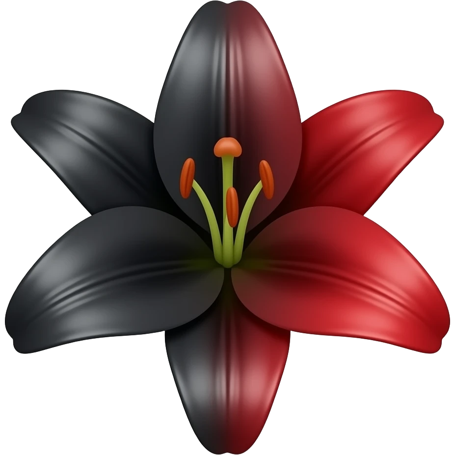 Black to red lily flower emoji