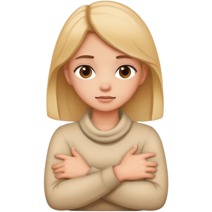 Crossing arms holding neck girl emoji