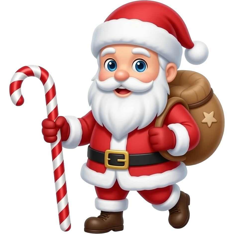 Santa with a candy cane walking stick emoji