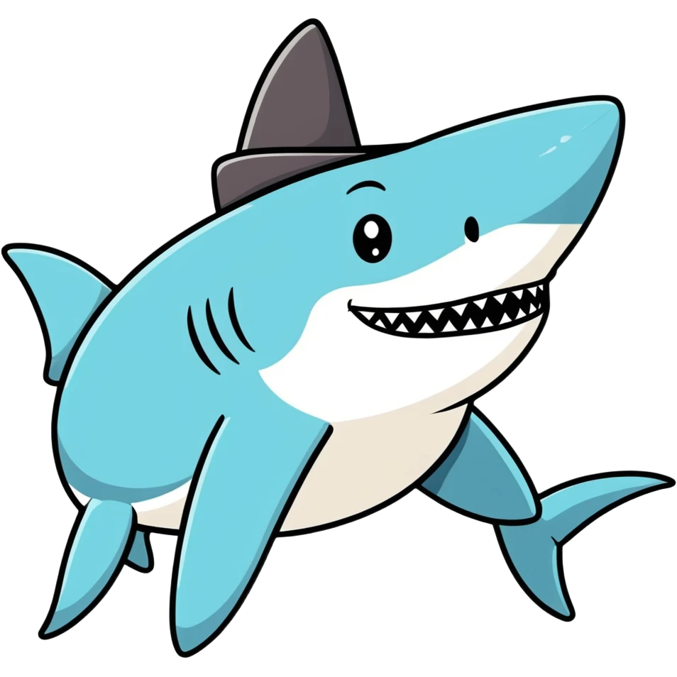 Shark with a top hat emoji