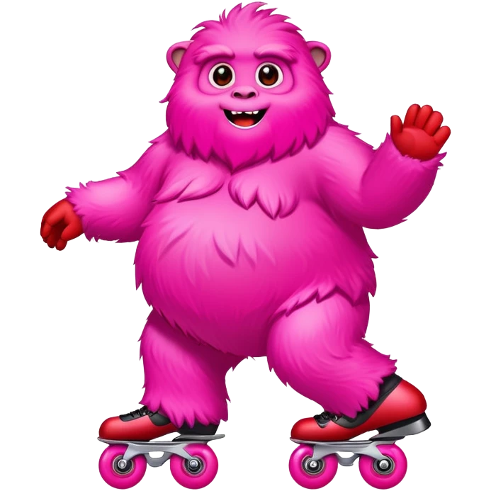 fat rainbow pink red yeti roller skating  emoji