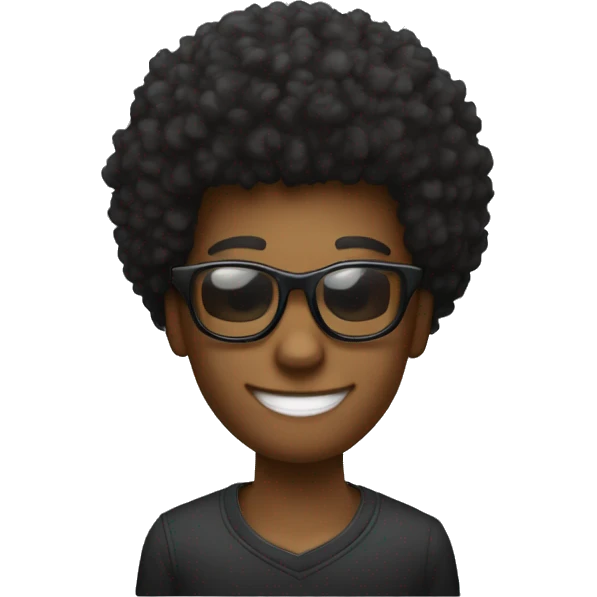 Garçon noir avec des cheveux afro, avec des lunettes de soleil et un sourire charmeur emoji