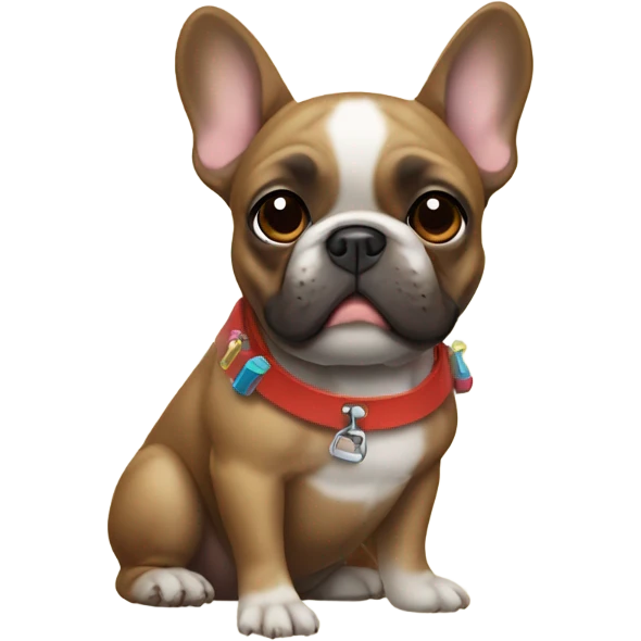 brown french bulldog holding  a water pistol emoji