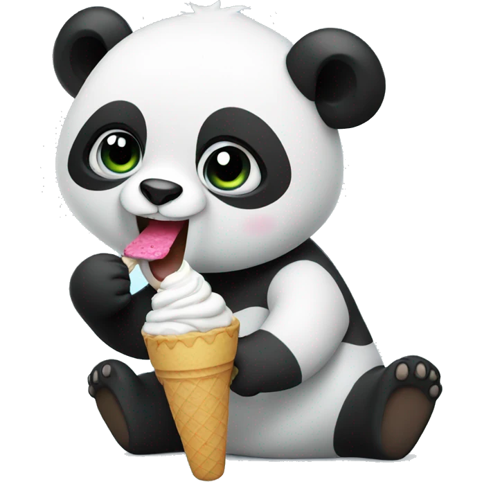 Panda eating ice cream emoji